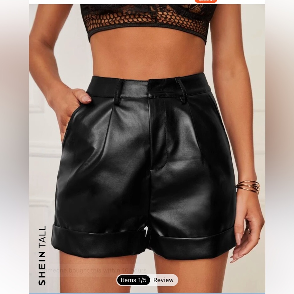 Black SHEIN tall PU leather shorts - Small
